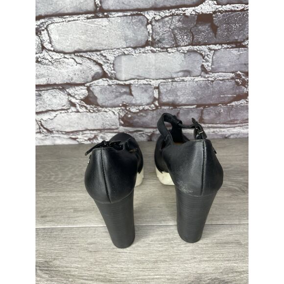 CUPLE Black Leather Platform Mary Jane Strap White Heels Women Sz 36EU/6M US - Picture 8 of 16